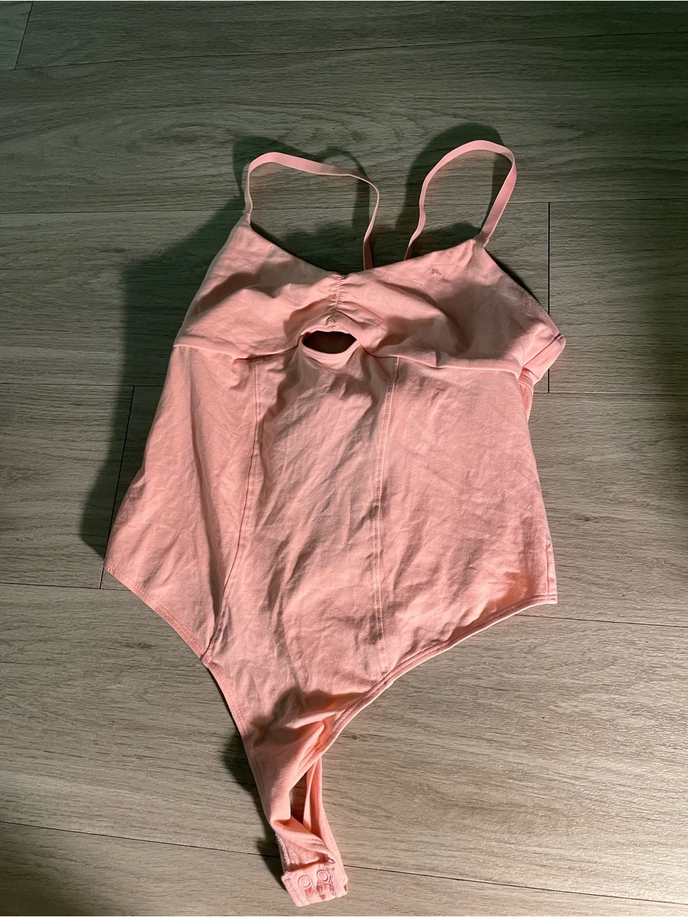 Colsie Peach-Pink Women's One-Piece Bodysuit with Front Keyhole